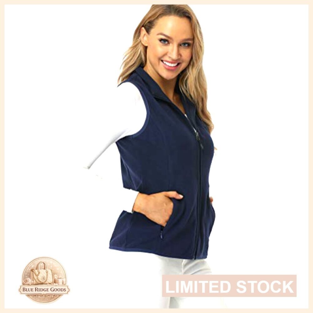 Classic Fit Fleece Vest Polar Soft Sleeveless Zip Up Pockets Layer Friendly - Picture 6 of 7